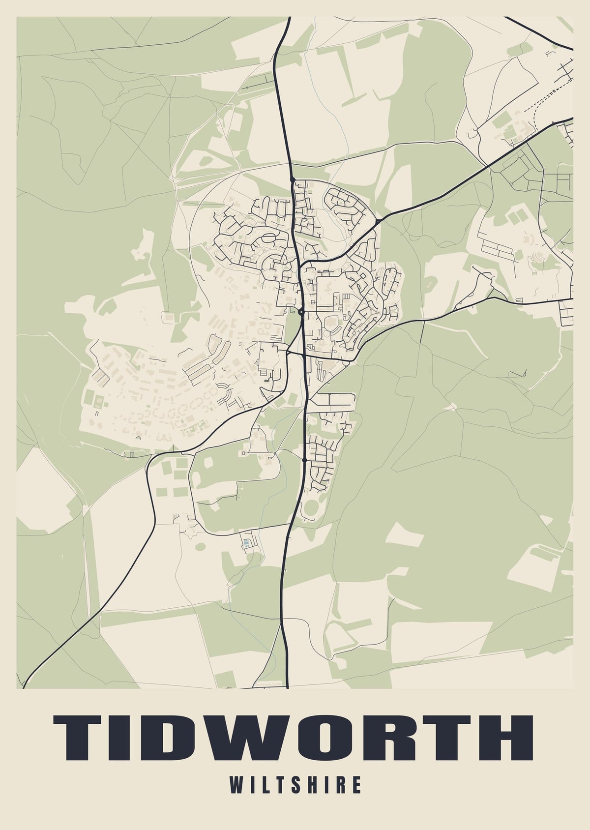 Street map poster of Tidworth, Wiltshire