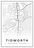 Street map poster of Tidworth town centre, Wiltshire
