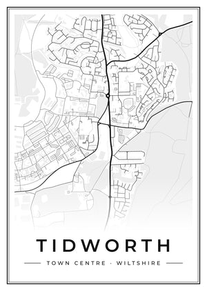 Tidworth Town Centre Street Map Poster