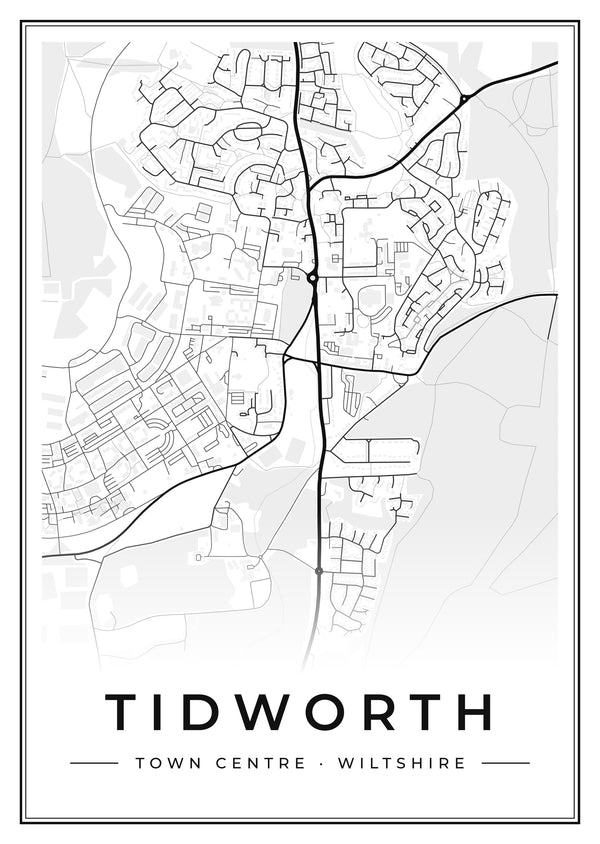 Tidworth Town Centre Street Map Poster