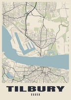 Street map poster of Tilbury, Essex