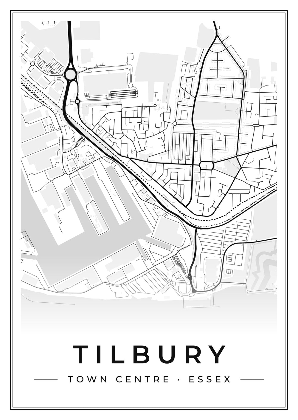 Tilbury Town Centre Street Map Poster