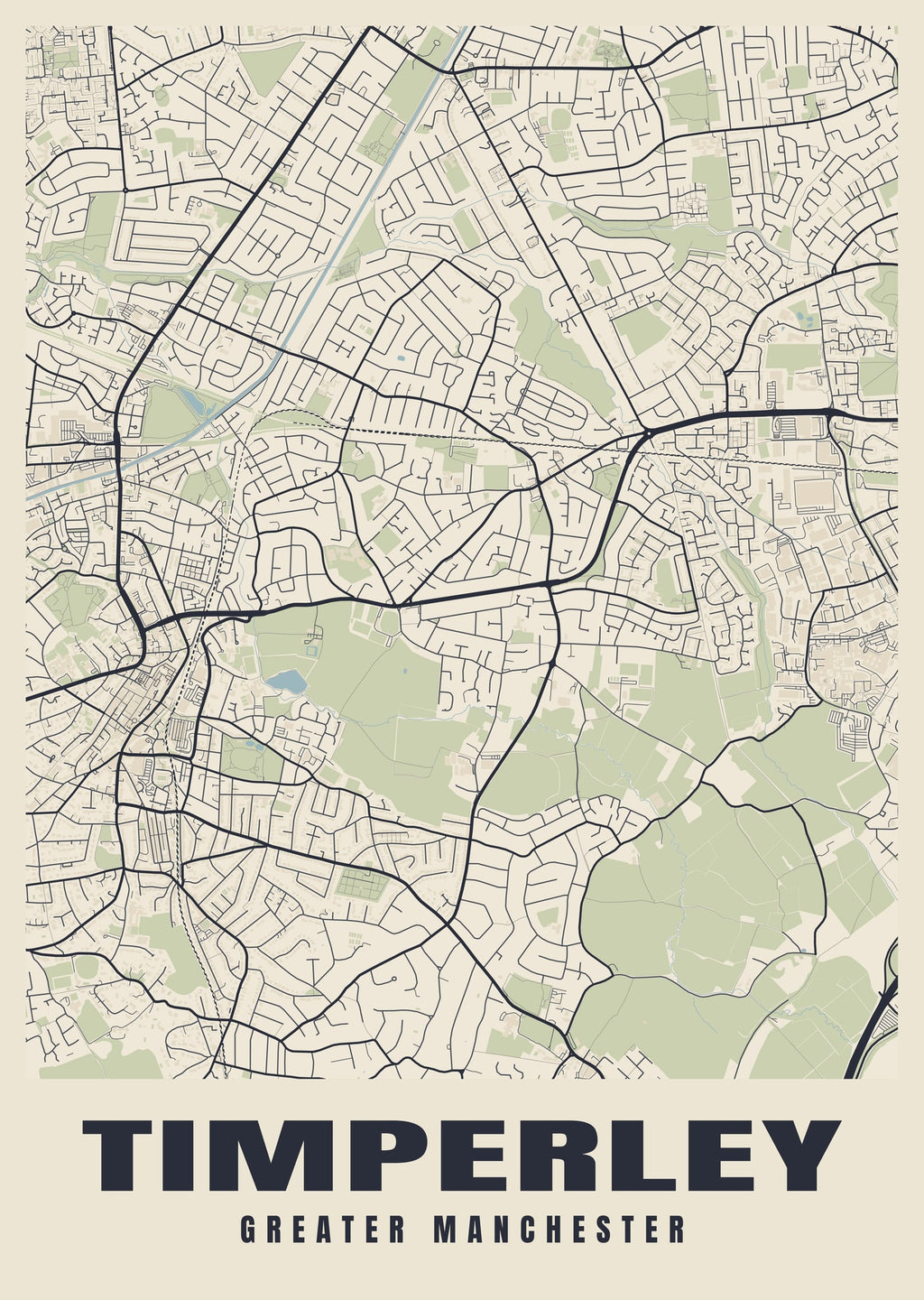 Street map poster of Timperley, Greater Manchester