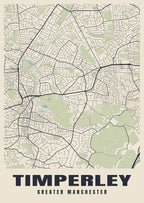 Street map poster of Timperley, Greater Manchester