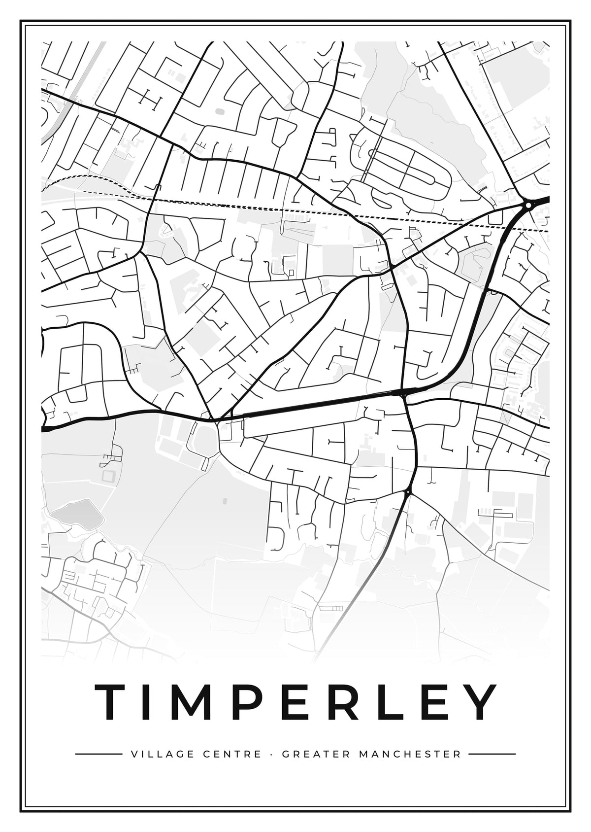 Street map poster of Timperley village centre, Greater Manchester