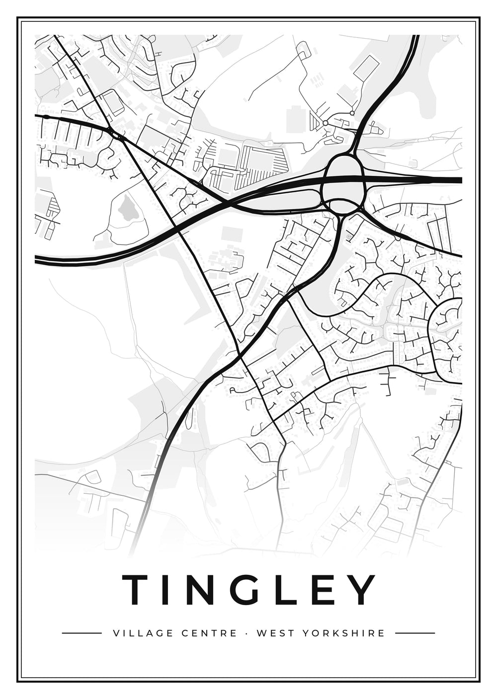 Tingley Village Centre Street Map Poster