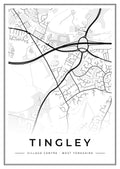 Street map poster of Tingley village centre, West Yorkshire