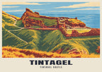 Tintagel Castle poster, Retro Railway style