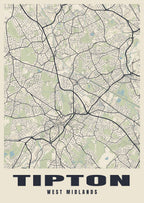 Street map poster of Tipton, West Midlands