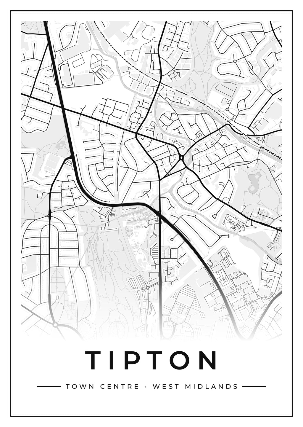 Street map poster of Tipton town centre, West Midlands