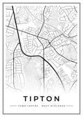 Street map poster of Tipton town centre, West Midlands
