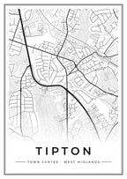 Street map poster of Tipton town centre, West Midlands
