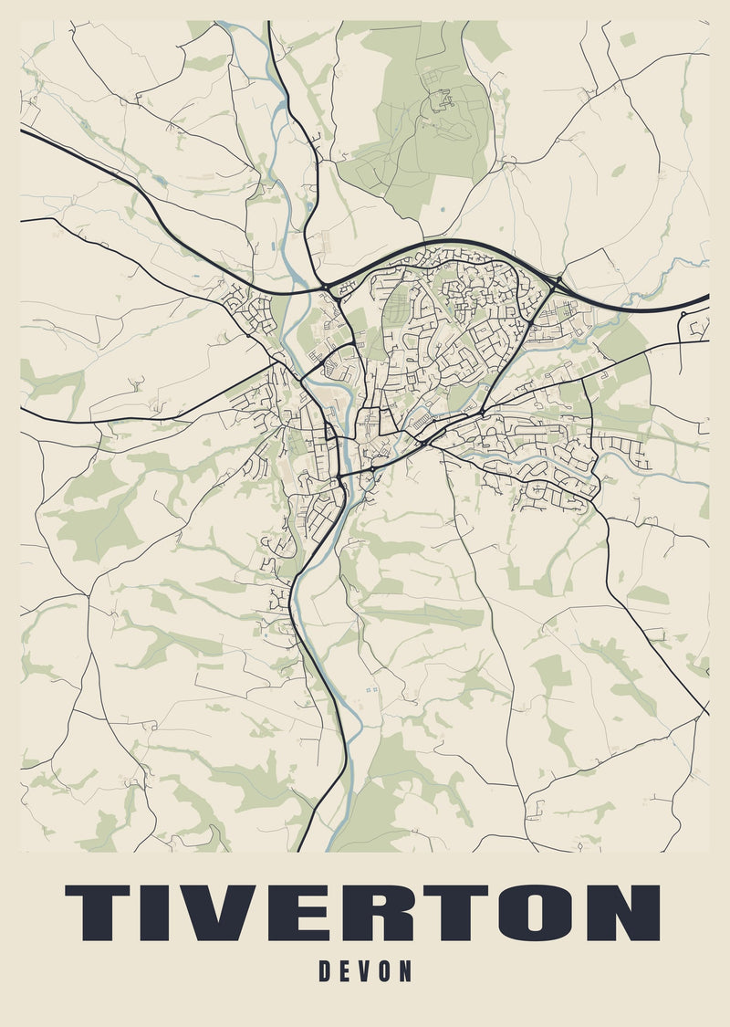 Tiverton Street Map Poster