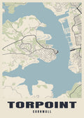 Street map poster of Torpoint, Cornwall