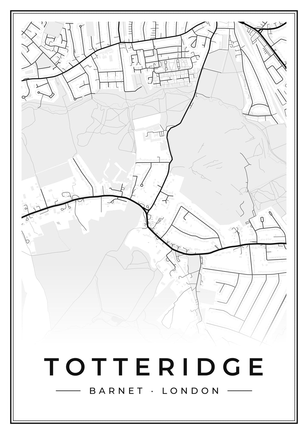 Street map poster of Totteridge, Barnet, London