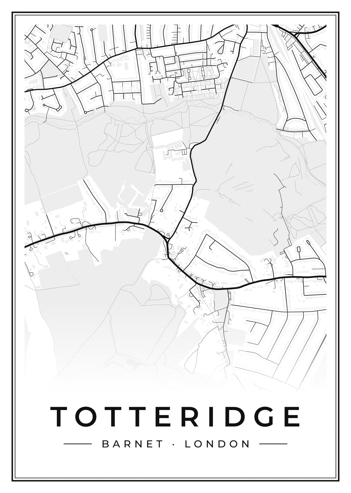 Street map poster of Totteridge, Barnet, London