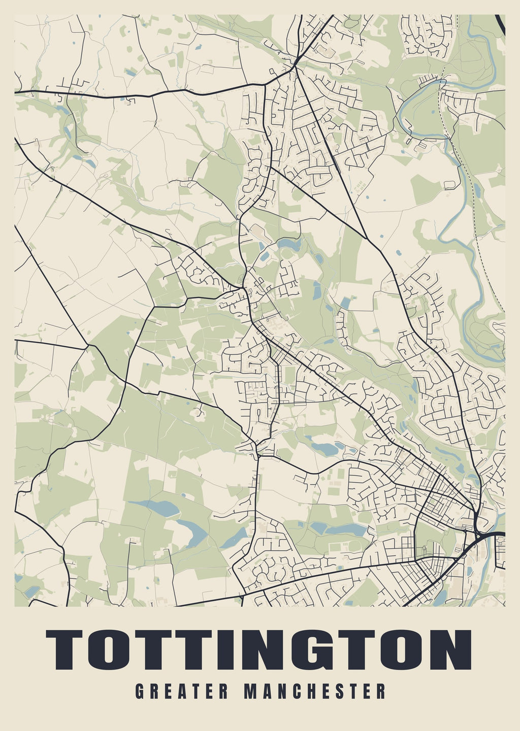Street map poster of Tottington, Greater Manchester