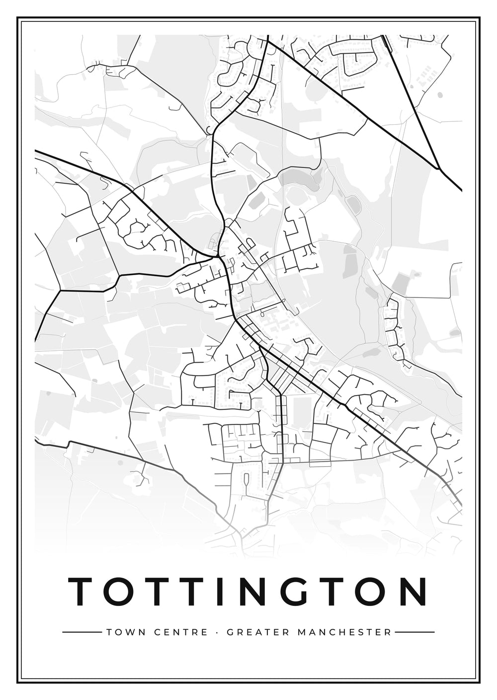 Tottington Town Centre Street Map Poster
