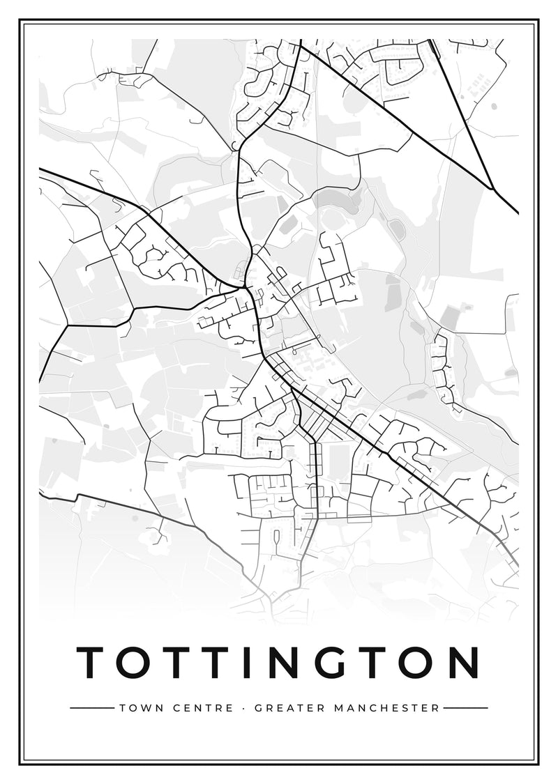 Tottington Town Centre Street Map Poster
