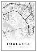 Street map poster of Toulouse city centre, Occitanie