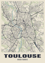 Street map poster of Toulouse, Occitanie