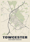 Street map poster of Towcester, Northamptonshire