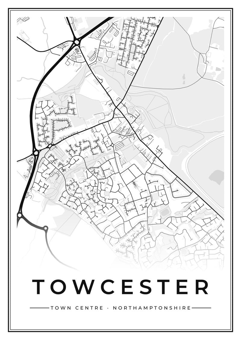 Towcester Town Centre Street Map Poster