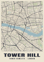 Heritage street map poster of Tower Hill, Tower Hamlets, London