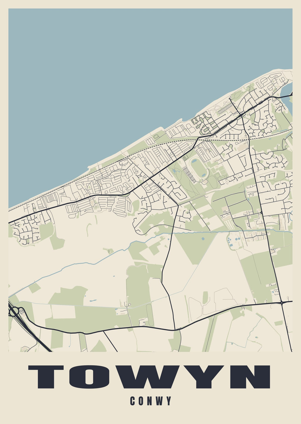 Street map poster of Towyn, Conwy