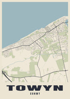 Street map poster of Towyn, Conwy