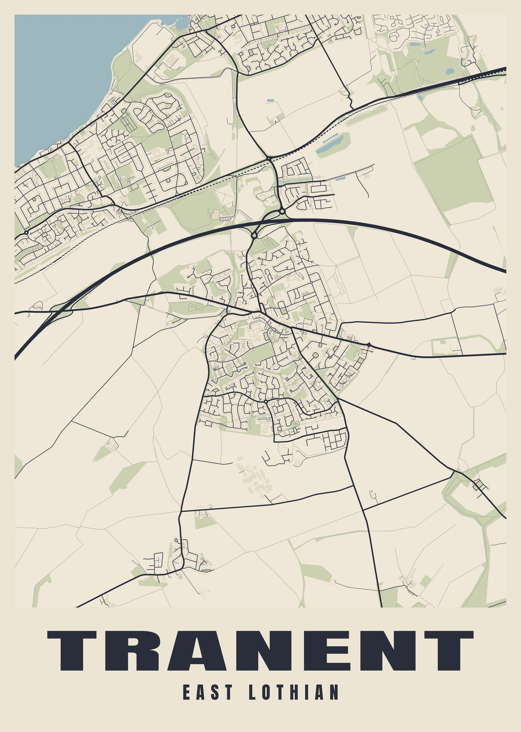 Street map poster of Tranent, East Lothian