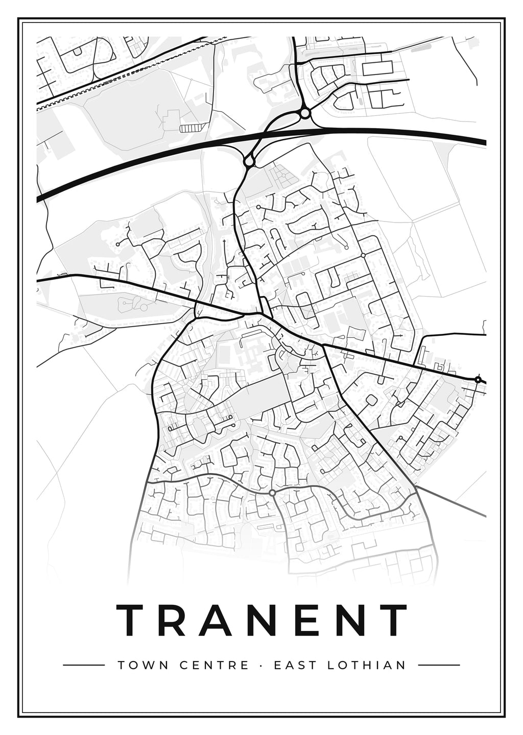 Street map poster of Tranent town centre, East Lothian