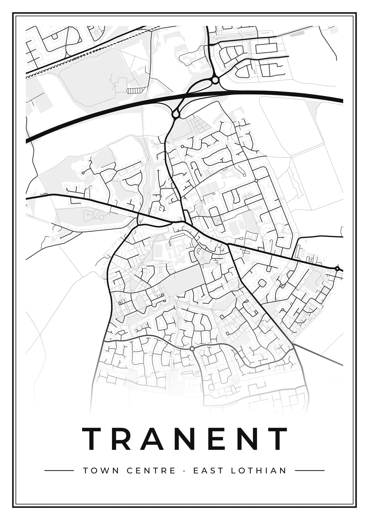 Street map poster of Tranent town centre, East Lothian