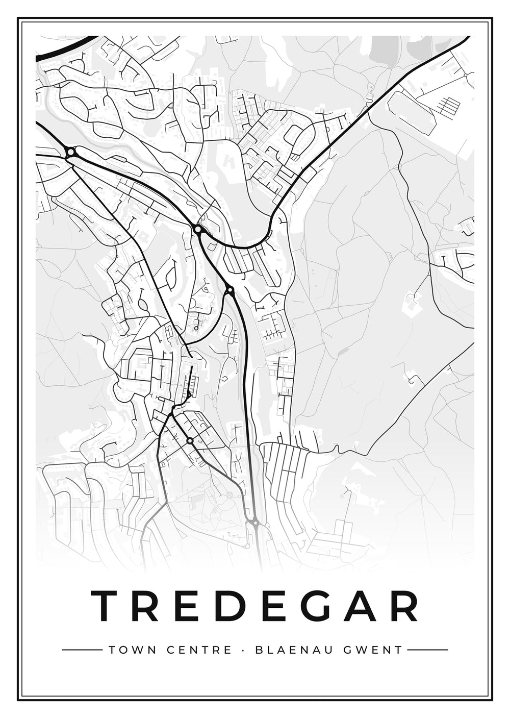 Tredegar Town Centre Street Map Poster