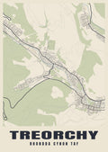 Street map poster of Treorchy, Rhondda Cynon Taf