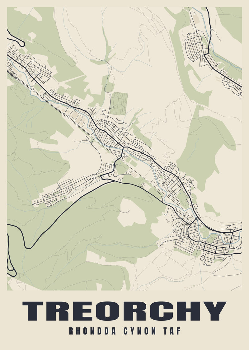 Treorchy Street Map Poster