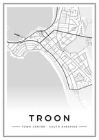 Street map poster of Troon town centre, South Ayrshire