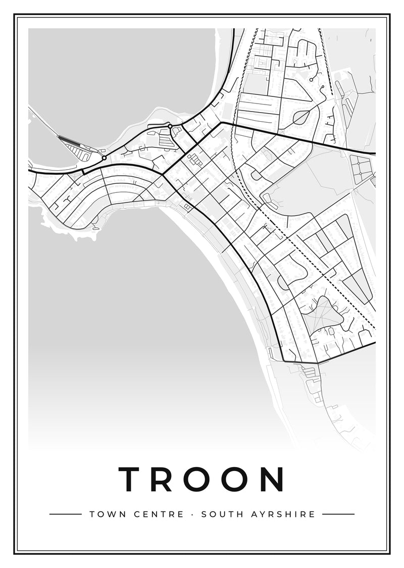 Troon Town Centre Street Map Poster