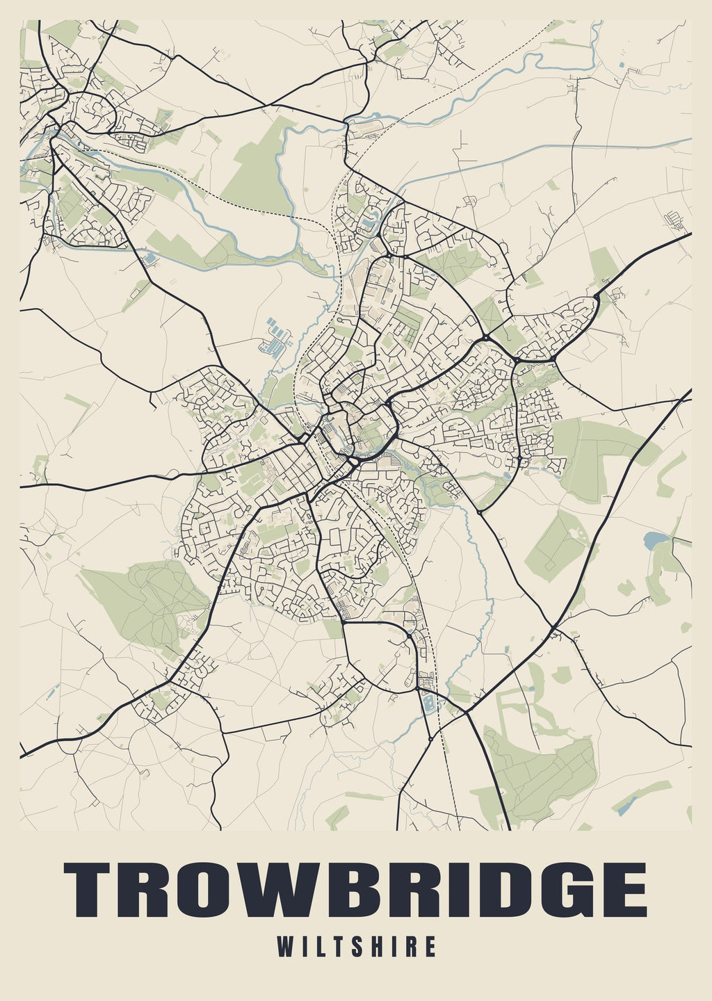 Street map poster of Trowbridge, Wiltshire
