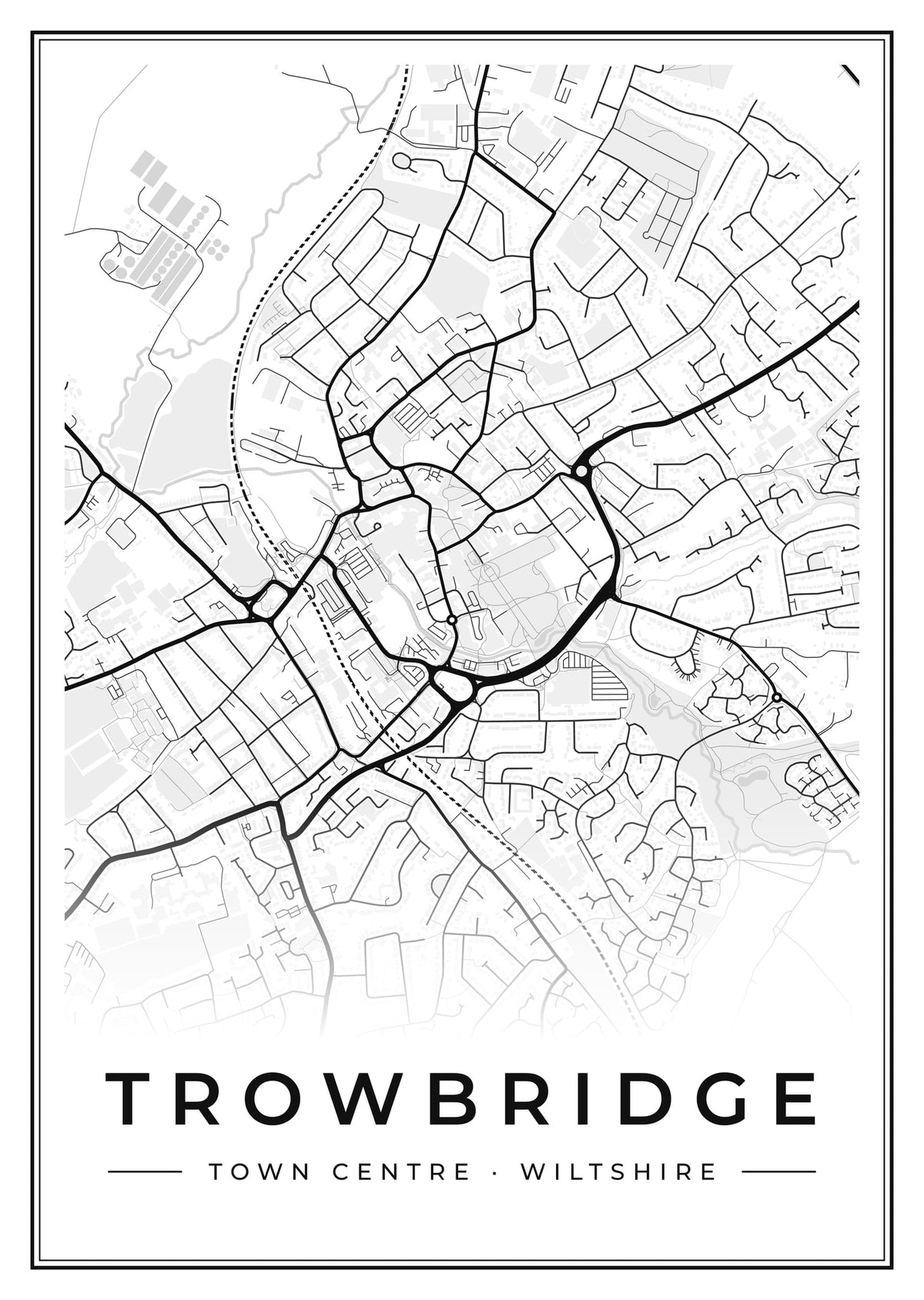Street map poster of Trowbridge town centre, Wiltshire