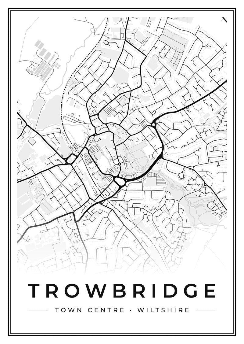 Trowbridge Town Centre Street Map Poster
