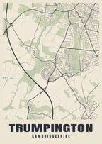 Street map poster of Trumpington, Cambridgeshire