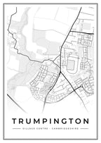 Street map poster of Trumpington village centre, Cambridgeshire