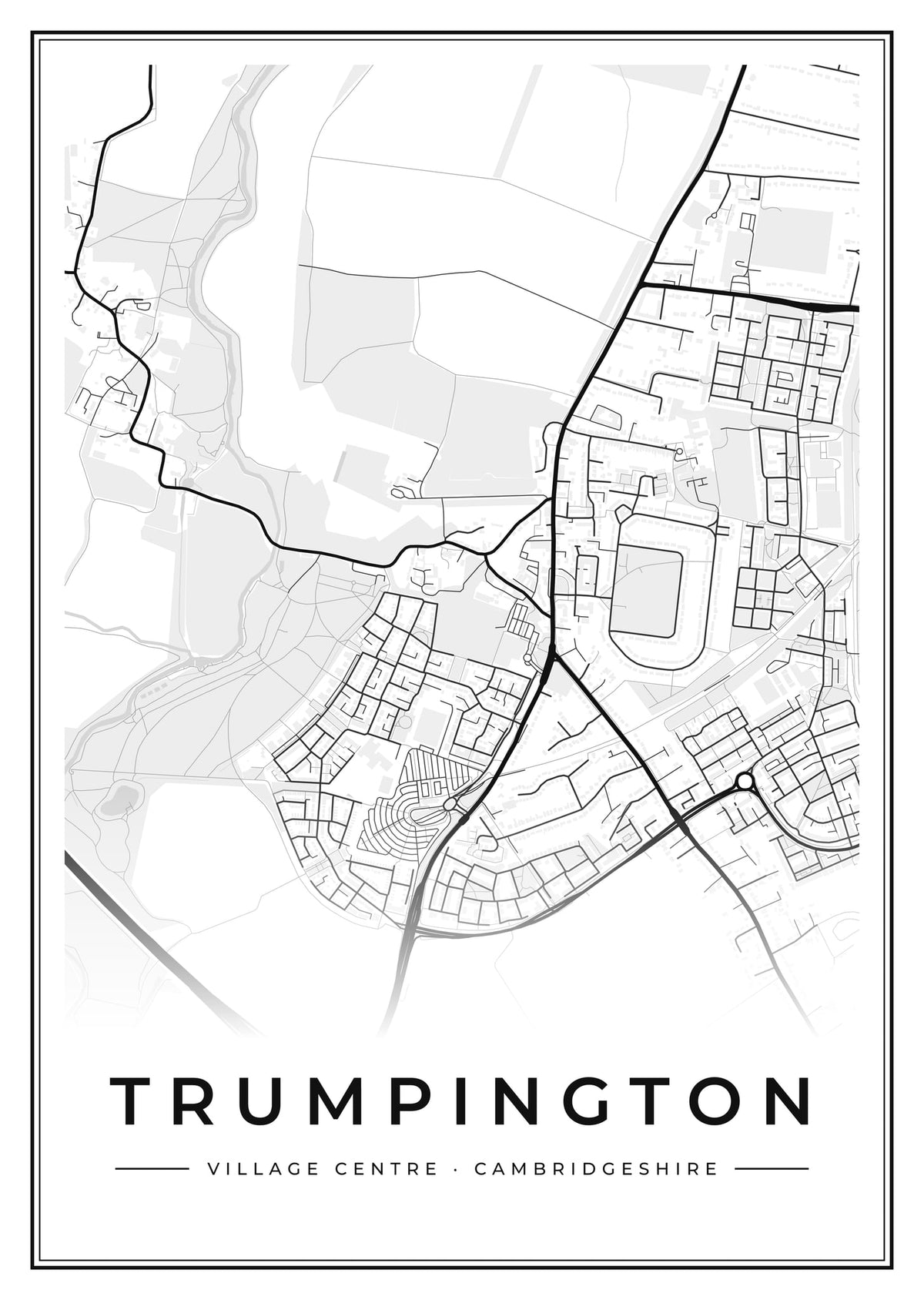 Street map poster of Trumpington village centre, Cambridgeshire