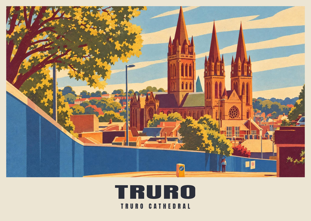 Truro Cathedral poster, Retro Railway style