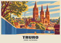 Truro Cathedral poster, Retro Railway style