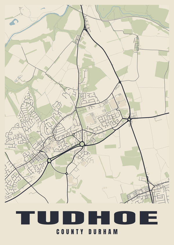 Tudhoe Street Map Poster
