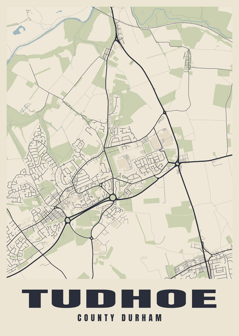 Tudhoe Street Map Poster