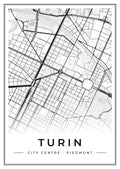 Street map poster of Turin city centre, Piedmont