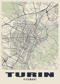 Street map poster of Turin, Piedmont